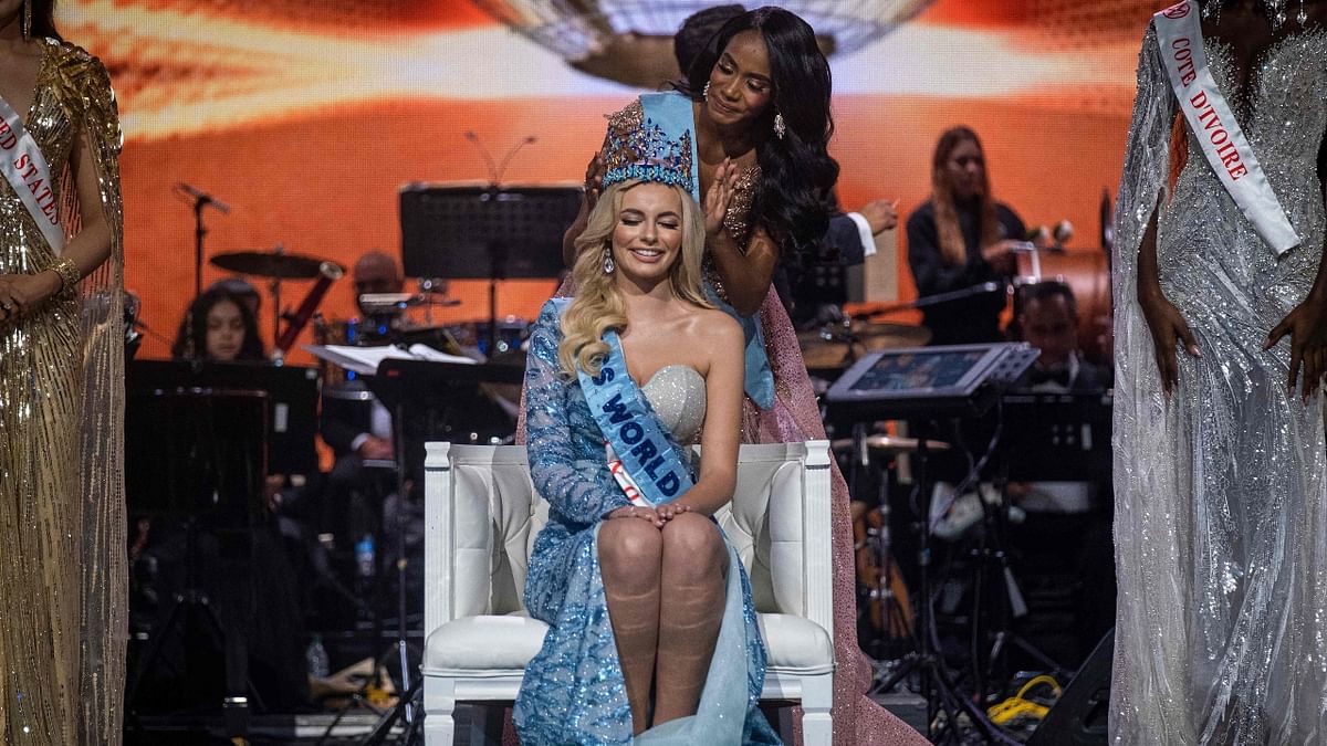 Bielawska was crowned by her predecessor Toni-Ann Singh of Jamaica, who won the pageant in 2020. Credit: AFP Photo