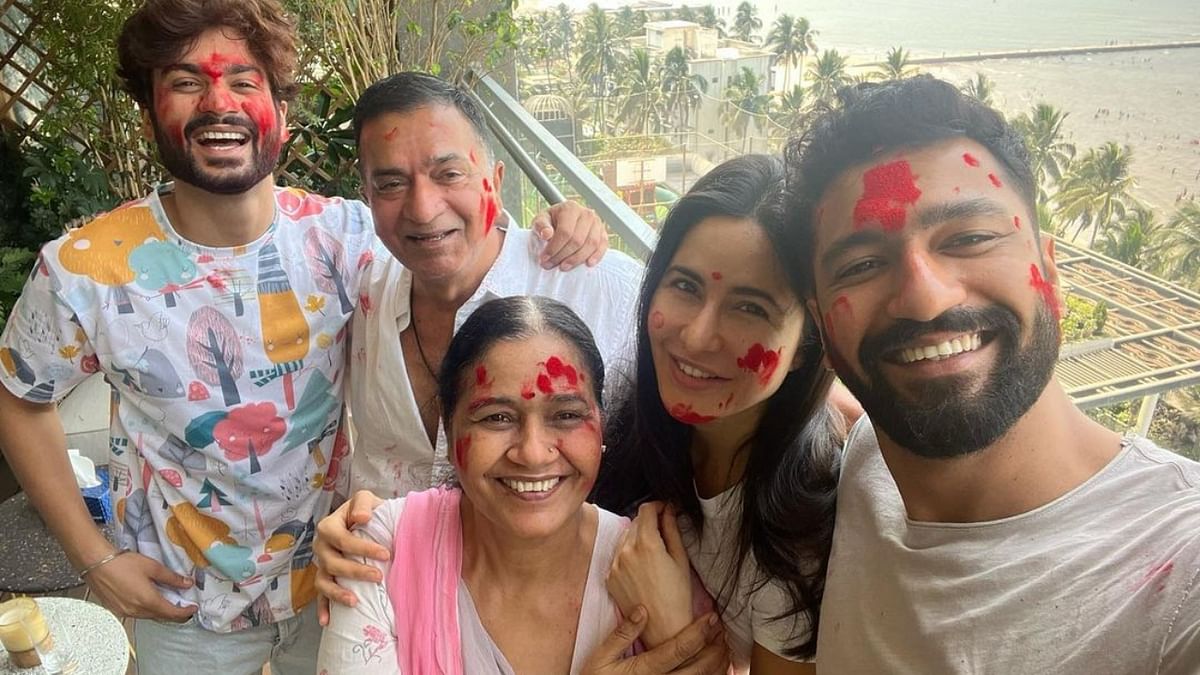 Celebrity couple Vicky Kaushal and Katrina Kaif celebrated Holi with their family. Katrina took to Instagram and posted a selfie from her intimate celebrations. Credit: Instagram/katrinakaif