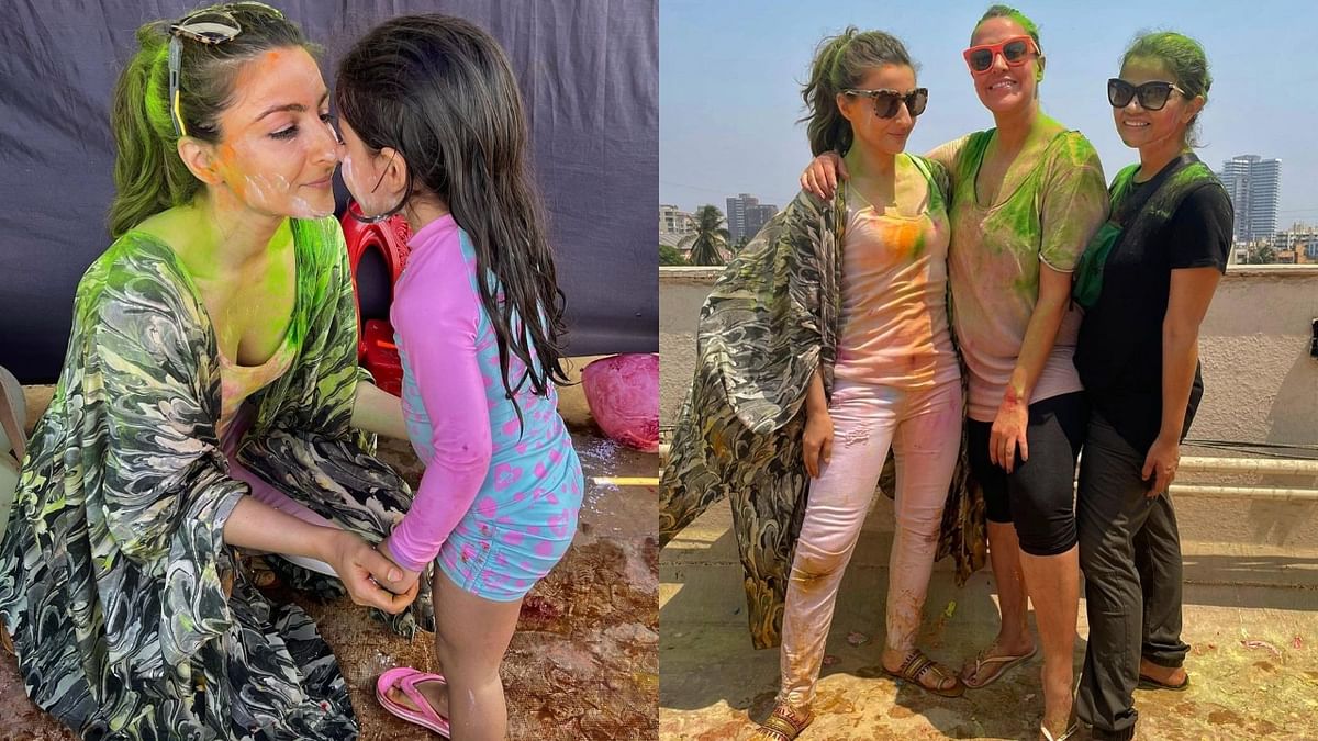 Soha Ali Khan celebrated the festival of colours with her daughter Inaaya and friends. Credit: Instagram/sakpataudi