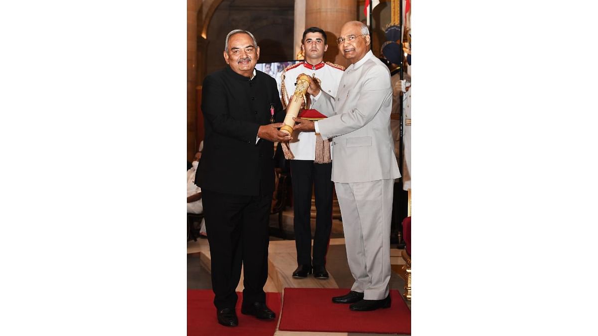 Former CAG Rajiv Mehrishi awarded Padma Bhushan, India's third-highest civilian award, by the Indian Government in the Civil Service. In this photo, Rajiv is seen accepting the award from President of India Ram Nath Kovind. Credit: PTI Photo