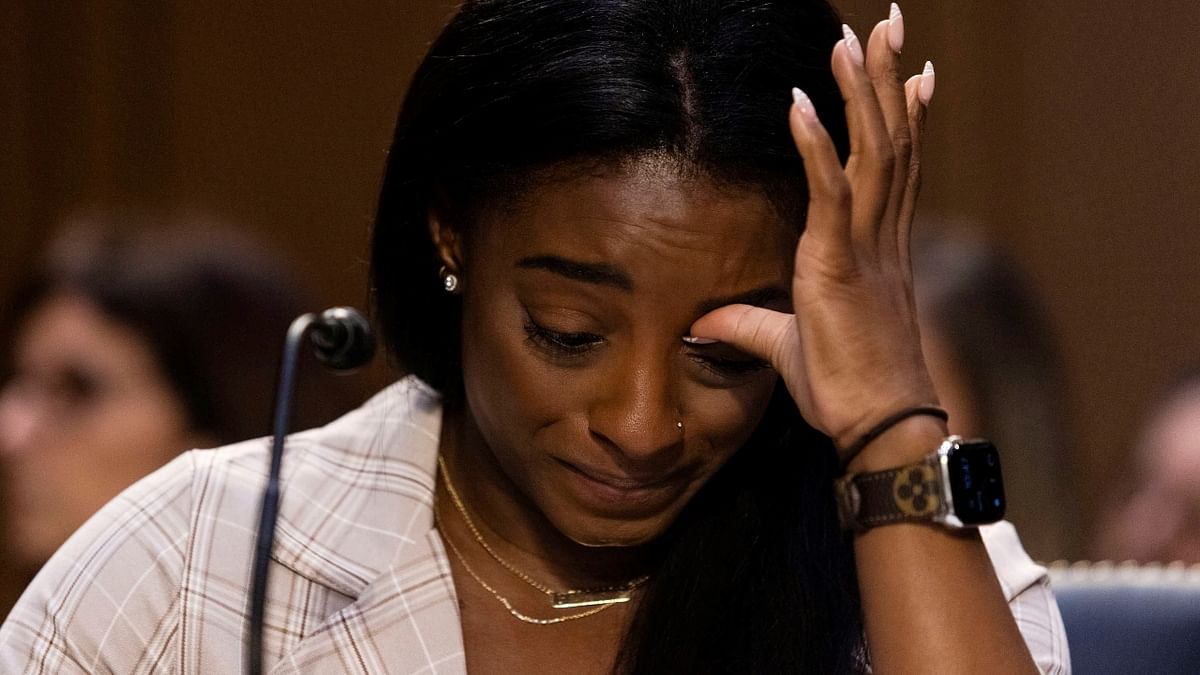 Gymnast Simone Biles spoke about her mental health & concern for self-care and opted out of several events at the Olympic Games in Tokyo in 2021. Credit: Reuters Photo