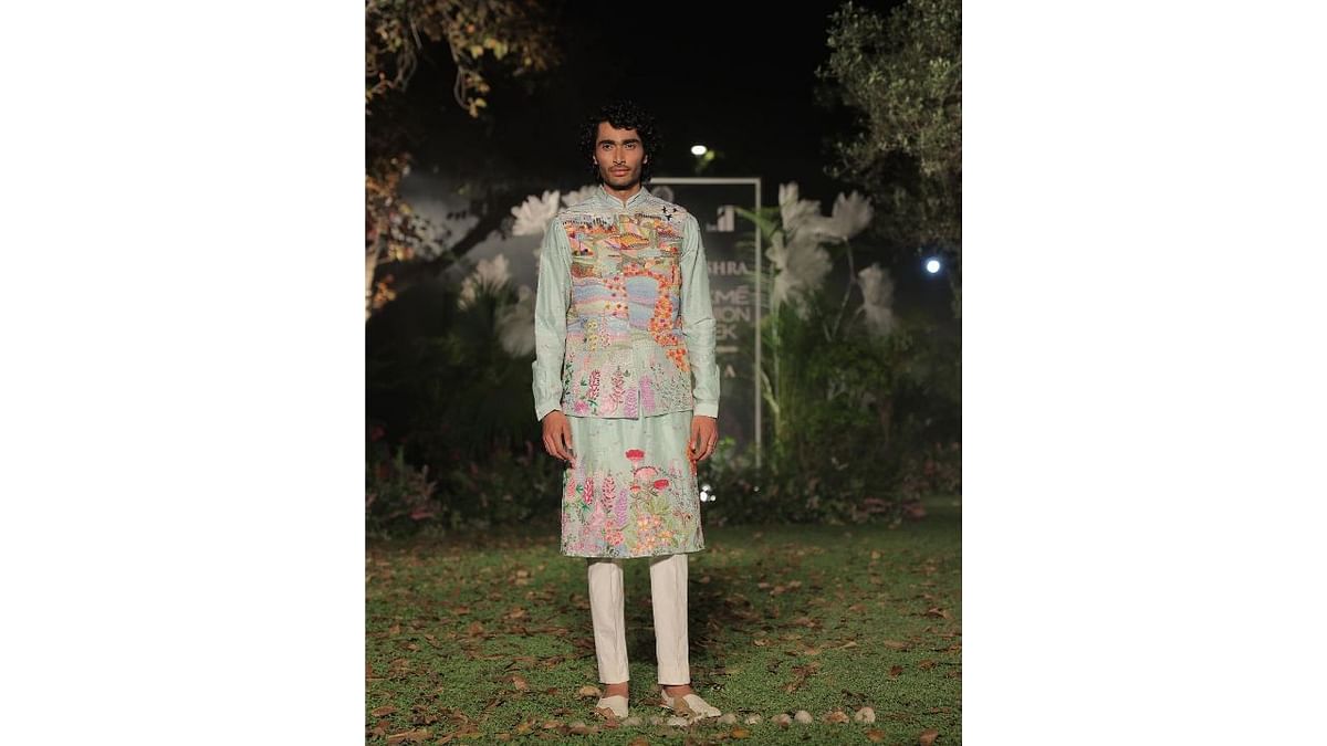 The designer presented a range of menswear with his signature embroideries. Credit: Instagram/fdciofficial