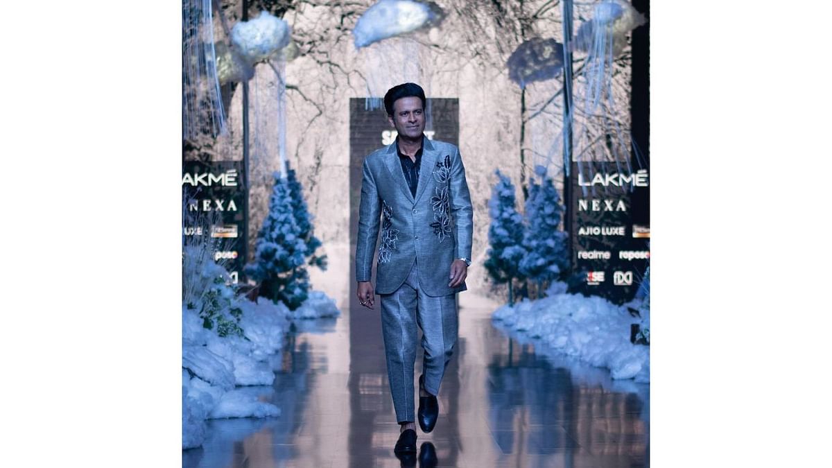 Actor Manoj Bajpayee looks dapper in a suit from the Samant Chauhan