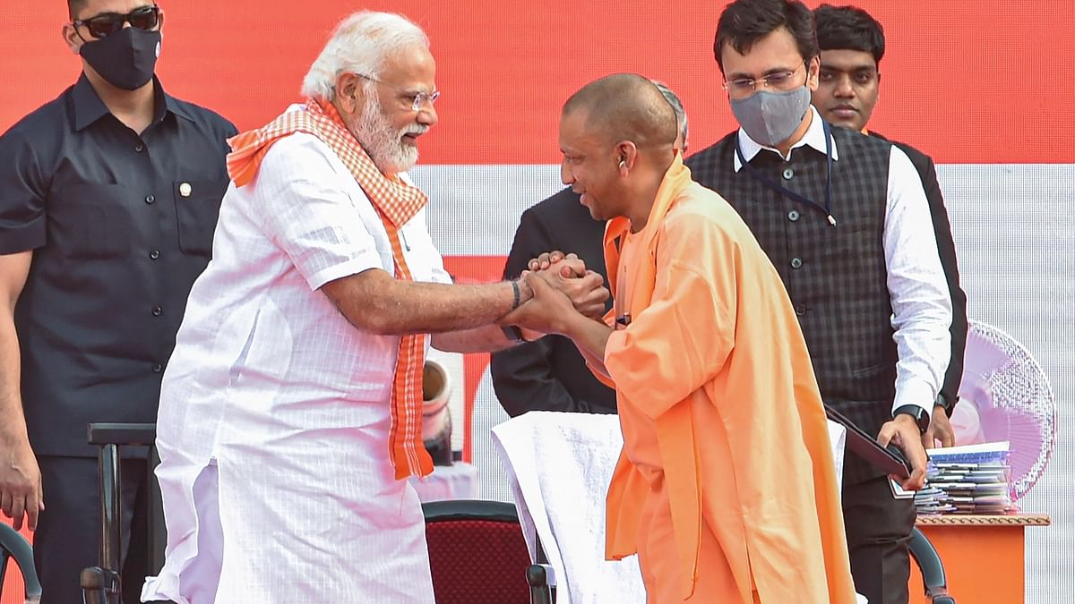 Yogi scripted history and became the first CM in over three-and-a-half decades to return to power in the state after completing a full five-year term. Credit: PTI Photo