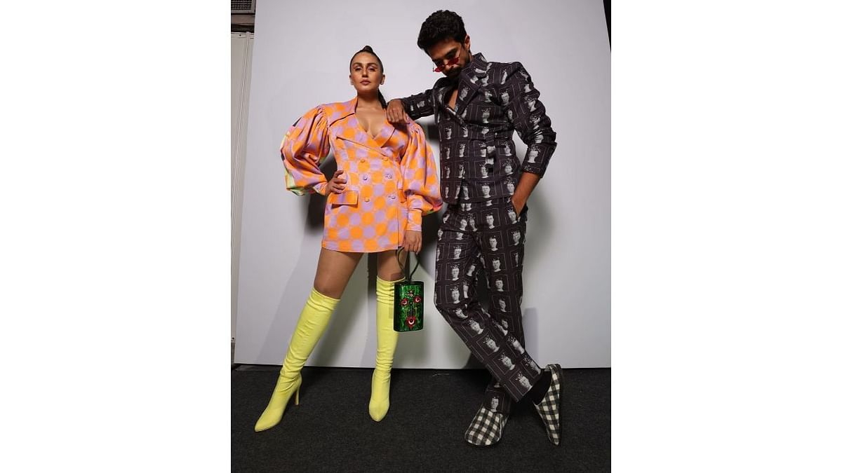 Huma Qureshi and Saqib Saleem were showstoppers for the “The Spotlight” featuring Two Point Two at the FDCI X Lakme Fashion Week. Credit: Instagram/lakmefashionwk