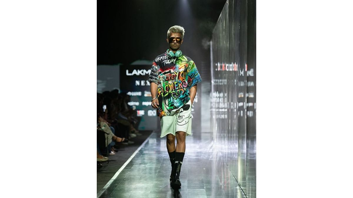 boAt X HUEMN was all about bold prints and huge typographics. Credit: Instagram/lakmefashionwk