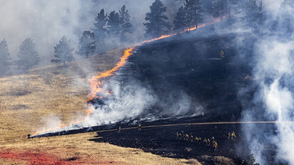Firefighters battle a wildfire in Colorado of USA. Around 20,000 people are estimated to have been evacuated. Credit: AFP Photo