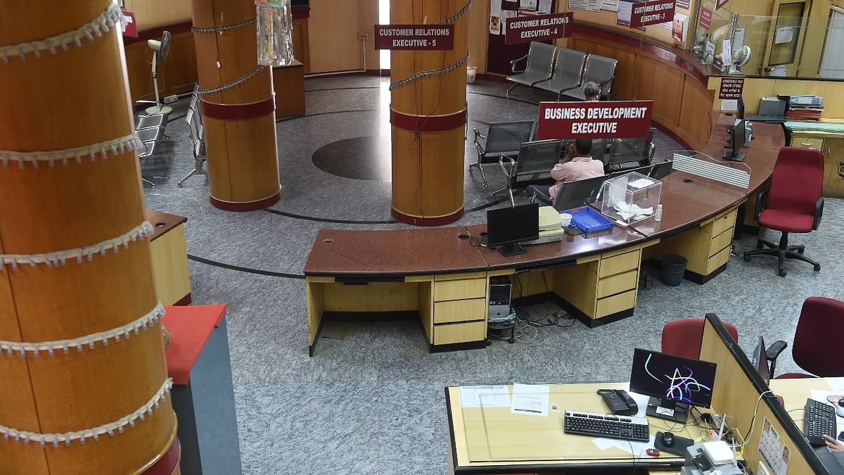 A deserted branch of the Punjab National Bank during 'Bharat Bandh', in Mumbai. Credit: PTI Photo