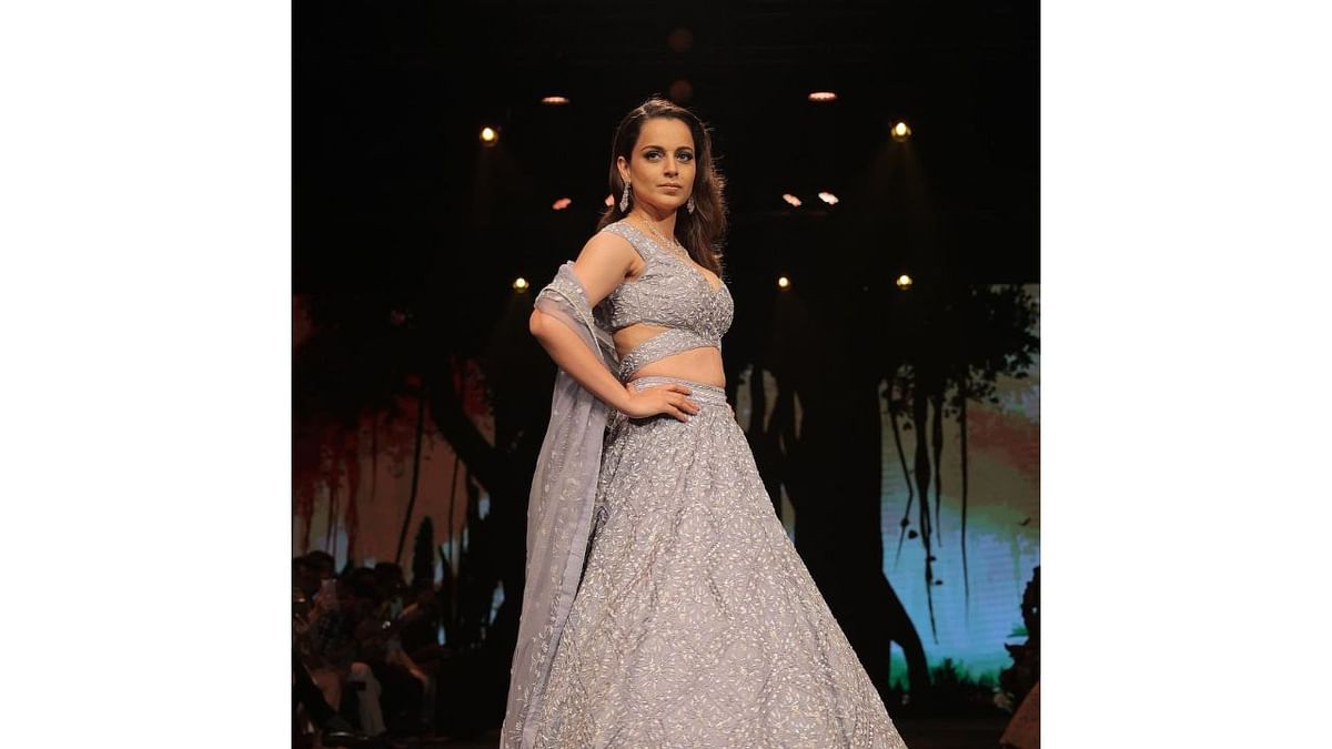 Kangana Ranaut made her second appearance at FDCI x Lakme Fashion Week by closing the show for Varun Chakkilam. Credit: Instagram/lakmefashionwk