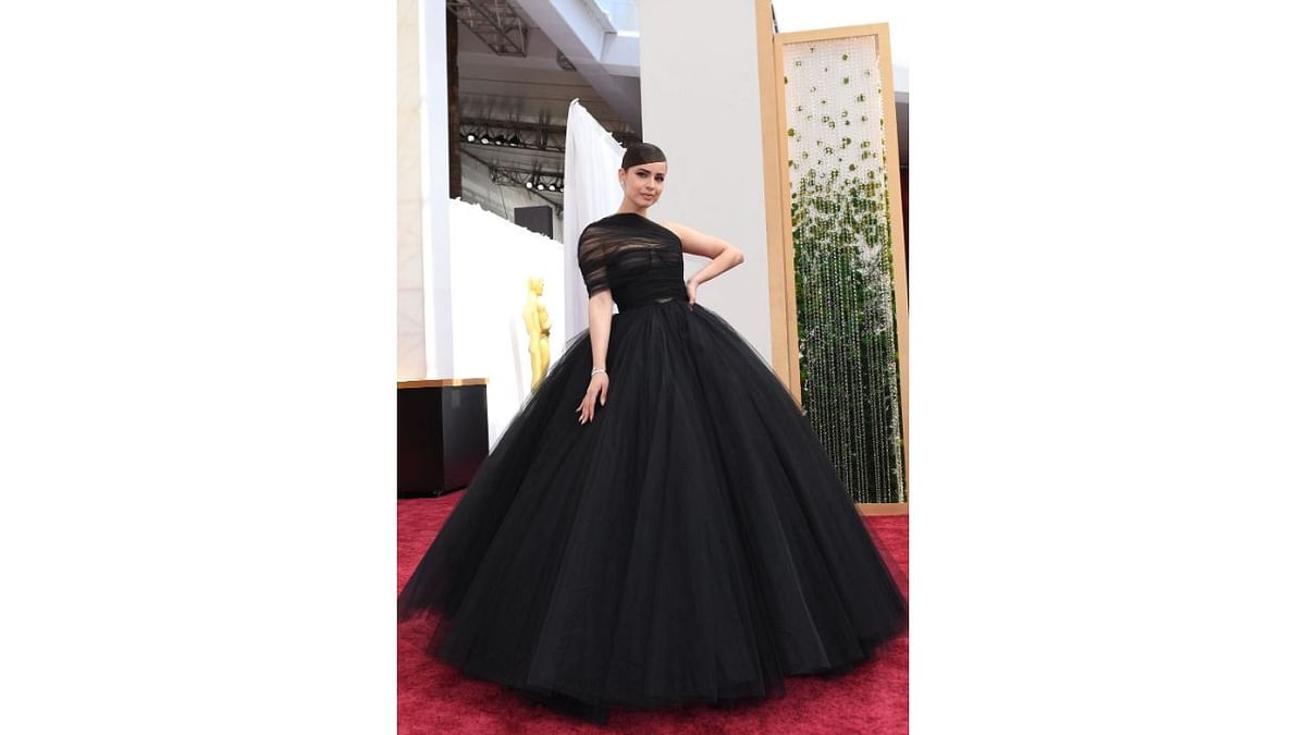 Wearing a black Giambattista Valli, Sofia Carson was the cynosure of all eyes on the red carpet. Credit: AFP Photo
