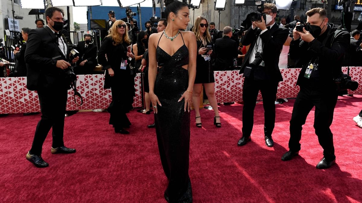 Vanessa Hudgens turned up the heat in a  black dress. Credit: AFP Photo