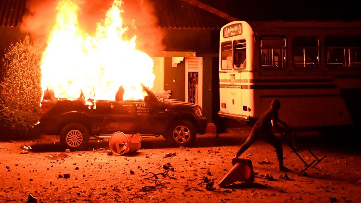 Hundreds of protesters clashed with police and military on Thursday outside Rajapaksa's residence in a suburb of the capital, Colombo. Credit: AFP Photo