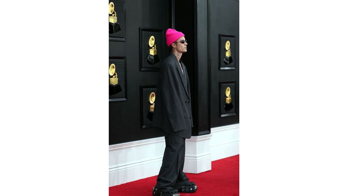 Singer Justin Bieber arrived in an oversized Balenciaga suit. Credit: Reuters Photo