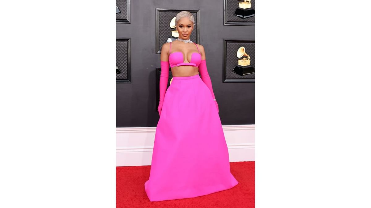 Rapper Saweetie made heads turn in a hot pink number. Credit: AFP Photo