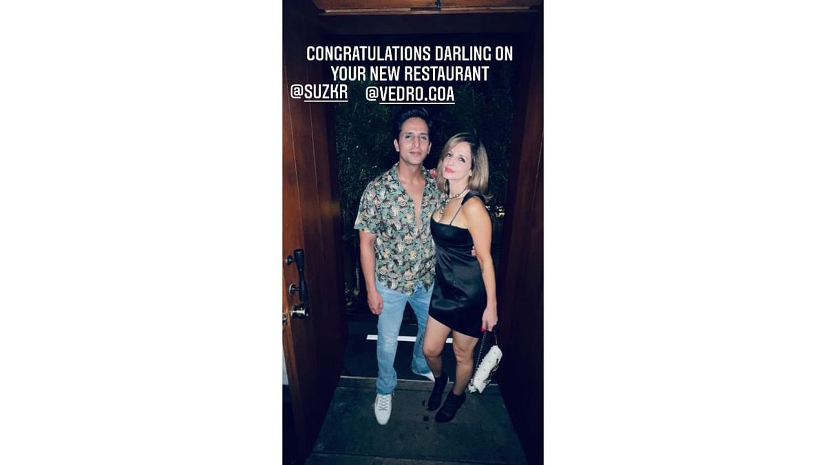 Arslan Goni congratulated ‘darling’ Sussanne Khan on her new restaurant to which Sussanne replied with a bunch of heart emojis. Credit: Instagram/arslangoni