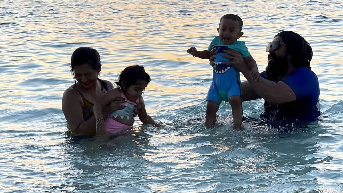 Yash and his family are seen having a ball at Maldives' pristine and picture-perfect beaches. Credit: Instagram/thenameisyash