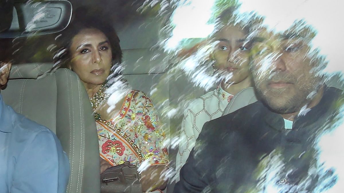 Ranbir's mother Neetu Kapoor was seen arriving at her son's Vastu residence along with her daughter Riddhima Kapoor Sahni, granddaughter Samara and son-in-law Bharat Sahni for the pre-wedding festivities. Credit: PTI Photo
