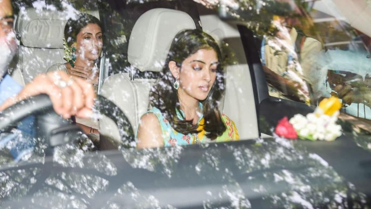 Shweta Nanda and her daughter Navya Naveli Nanda attend Ranbir and Alia's wedding. Credit: Pallav Paliwal