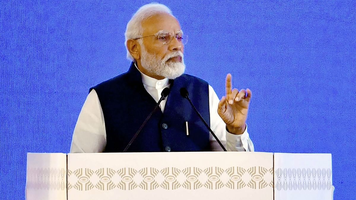 Prime Minister Narendra Modi speaks during the inauguration of Pradhan Mantri Sangrahalaya in New Delhi. Credit: PIB