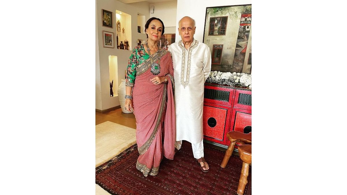 Alia's parents Soni Razdan and Mahesh Bhatt pose together for a photo. Credit: Instagram/@sonirazdan