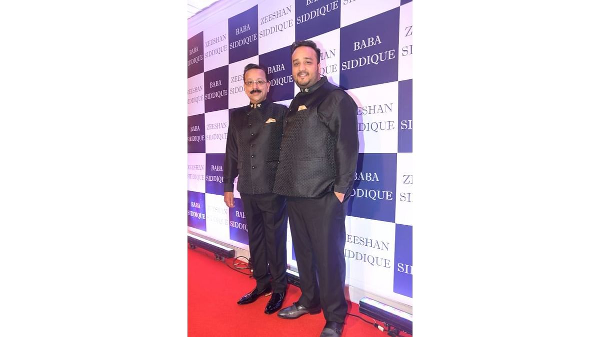 Politician Baba Siddique poses with his son Zeeshan at his iftaar party. Credit: Pallav Paliwal