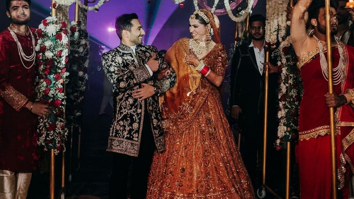 Youtuber Harsh Beniwal with his sister Pria at the wedding. Credit: Dipak Studios