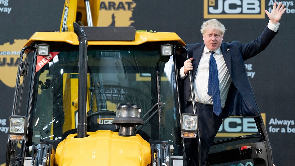 The British PM also visited Vadodara where he opened a new JCB factory. Credit: AP Photo