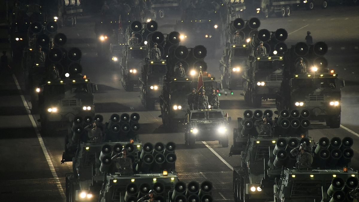 Army troops in military vehicles take part in the parade. Credit: Reuters Photo