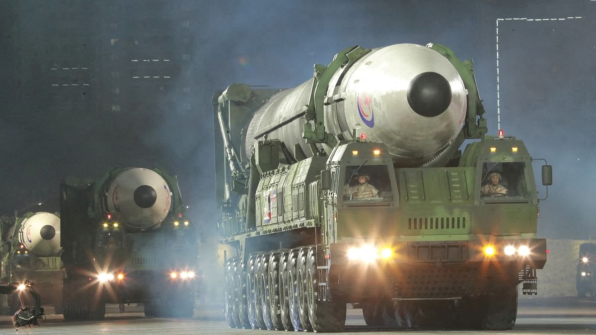 The parade saw a large array of missiles and other weapons, including its newest intercontinental ballistic missile. Credit: Reuters Photo