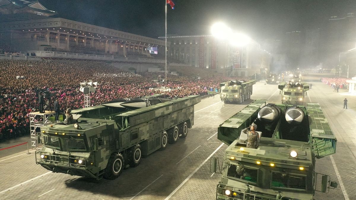 Missile vehicles take part in the parade. Credit: Reuters Photo