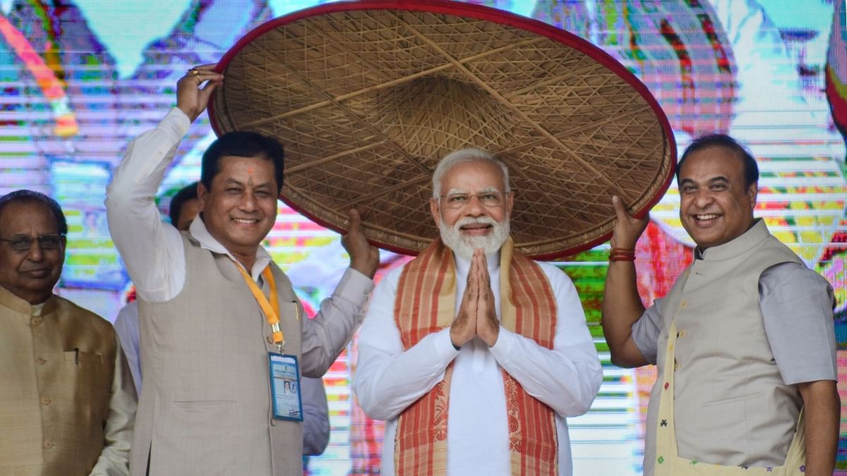 Prime Minister Narendra Modi visited Assam where he laid the foundation stone for several projects. Credit: PTI Photo