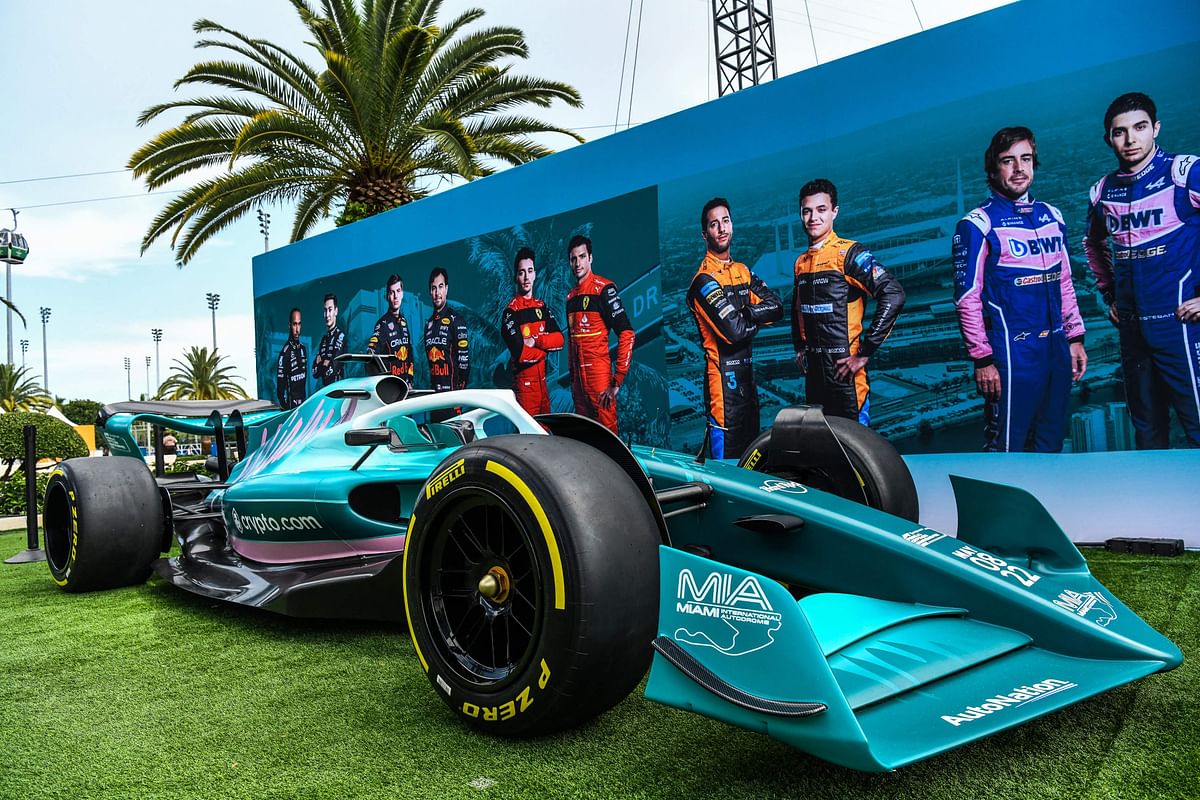 A Formula One car is displayed ahead of the Miami Grand Prix in Miami Gardens, Florida. Credit: AFP Photo