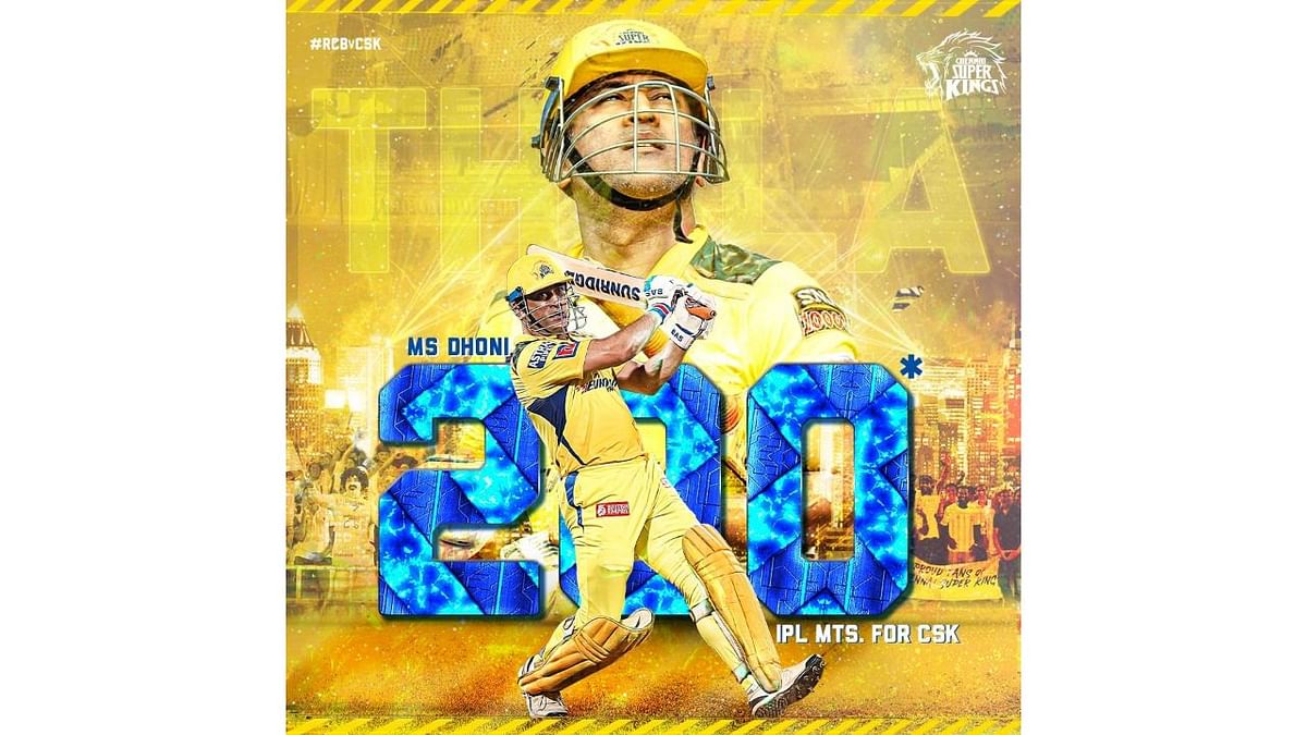Second in the list is CSK captain MS Dhoni, having donned the yellow jersey for 200 matches. He reached the milestone on May 4, 2022. Credit: Instagram/chennaiipl