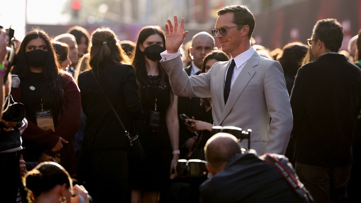 Lead actor Benedict Cumberbatch wore a light grey suit at the premiere. Credit: Reuters Photo