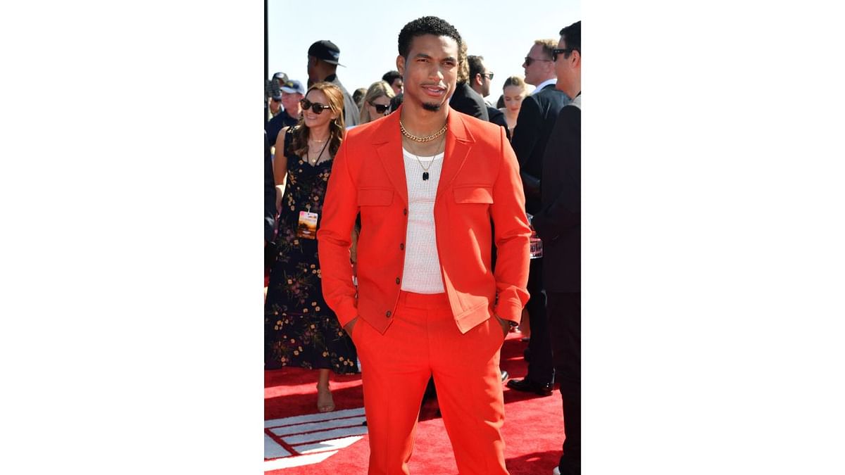 Greg Tarzan Davis, who will next be seen opposite Tom Cruise in the movie, was seen in a bright orange outfit. Credit: AFP Photo