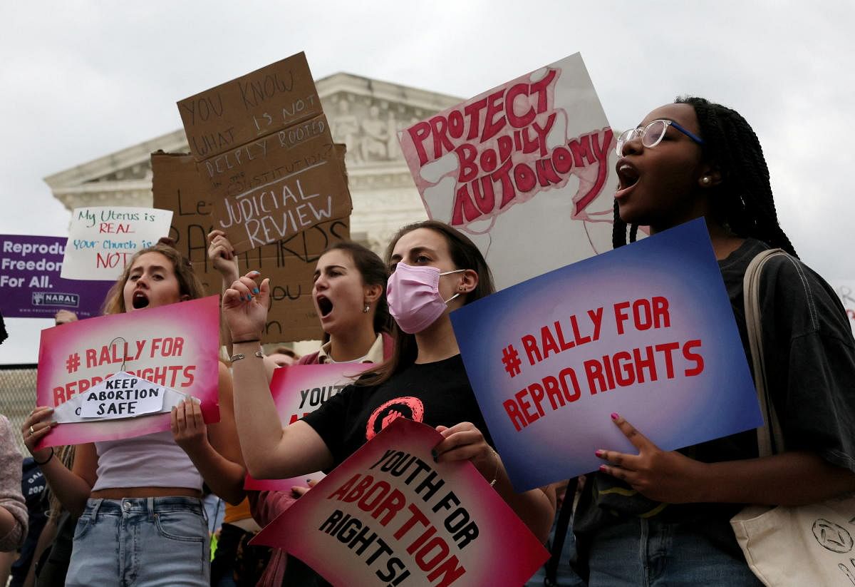 People rally for abortion rights outside of the US Supreme Court in Washington. Credit: Reuters Photo