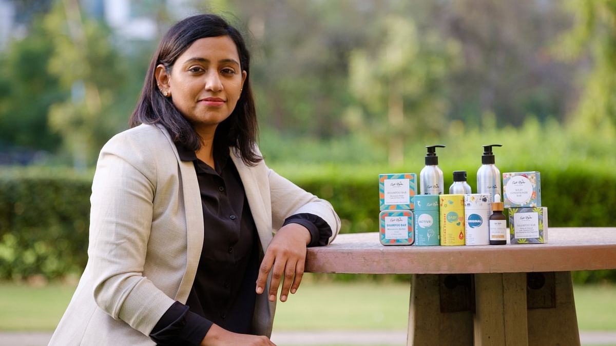 Non-toxic skincare | For Harini Sivakumar, a mother, cosmetic chemist, and founder of skincare brand Earth Rhythm, going plastic neutral with sustainability is the core ethos of her brand. An erstwhile banker, Harini turned to entrepreneurship to find the safest skincare products for her son, born with a special skin condition. Formerly known as Soapworks India, she launched her skincare company in 2015 as a home-based set-up. It invests in independent clinical trials and research and has been certified Non-Toxic by ECOCERT (the world's largest certifying body) and cruelty-free by PETA.