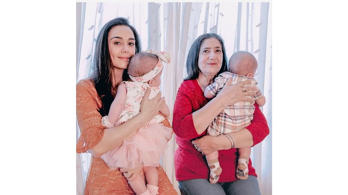 Preity Zinta celebrated this year's Mother’s Day with her twins as she dropped a beautiful picture with them and her mother. Credit: Instagram/realpz