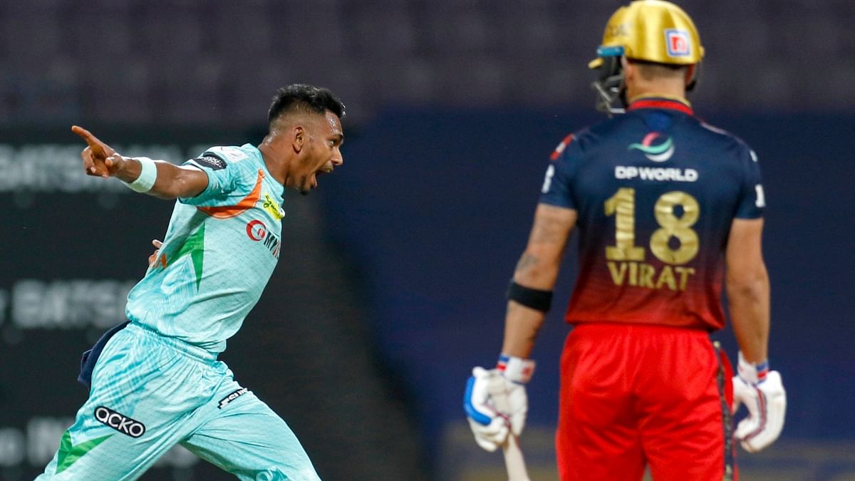 Dushmantha Chameera was the fourth bowler in the IPL history to dismiss Virat Kohli for a golden duck in 2022. Credit: PTI Photo