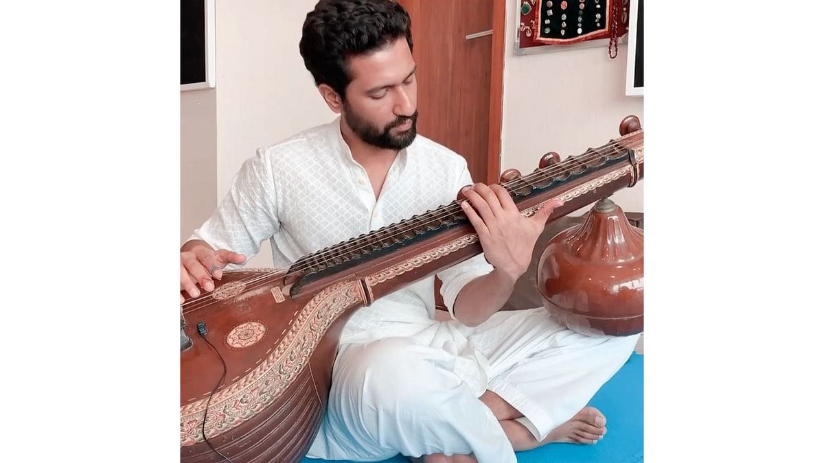 Not many people knew that Vicky even has an ear for music and has learnt to play the veena. Credit: Instagram/vickykaushal09
