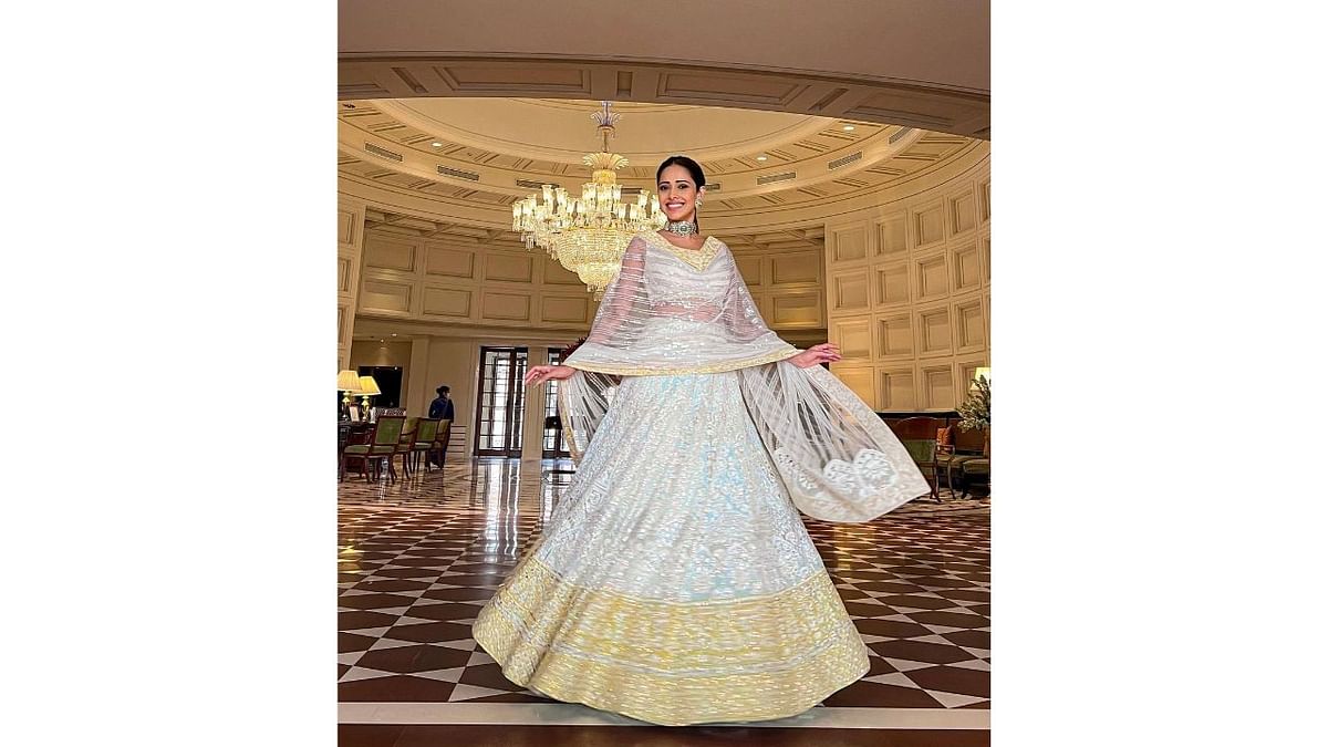 Nushrratt Bharucha in ethnic wear exudes a regal charm. Credit: Instagram/nushrrattbharuccha