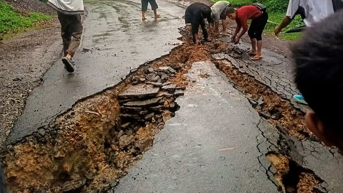 Landslides triggered by incessant rain snapped rail and road links to Barak Valley and Dima Hasao district of Assam and neighbouring states of Tripura, Mizoram and Manipur. Credit: PTI Photo