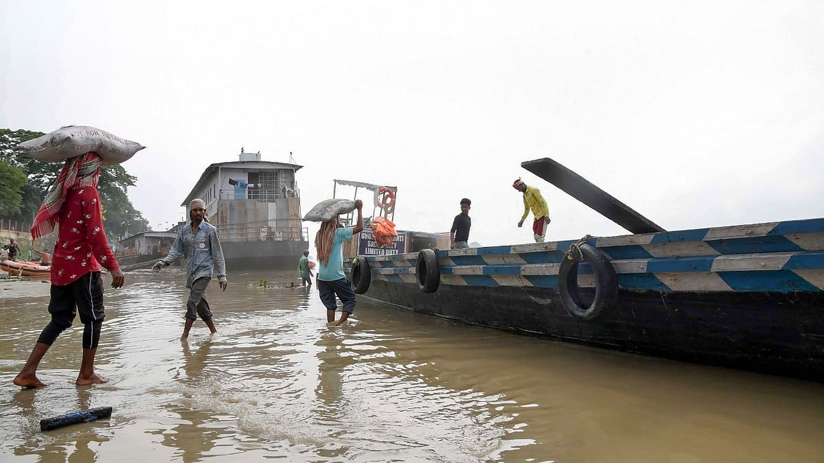 One of the world's largest rivers, the Brahmaputra, which flows into India and neighbouring Bangladesh from Tibet, burst its banks in Assam over the last three days, inundating more than 1,500 villages. Credit: PTI Photo