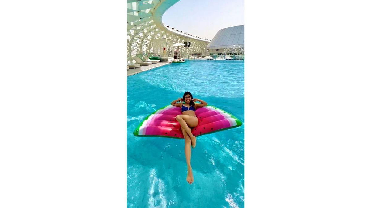 Samyuktha treated fans to a stunning picture where she is seen enjoying some pool time. Credit: Instagram/samyuktha_hegde
