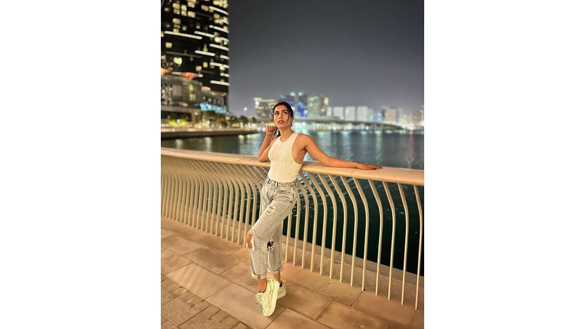 Samyuktha is seen having a gala time while holidaying in Dubai. Credit: Instagram/samyuktha_hegde