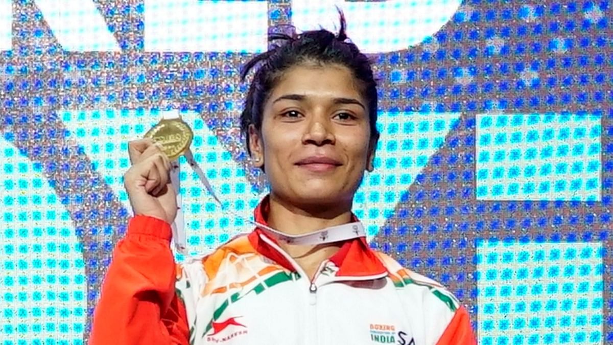 Indian boxer Nikhat Zareen made her way into record books by clinching a gold medal at the 12th edition of the IBA Women's World Boxing Championships with a dominating 5-0 victory. Credit: PTI Photo