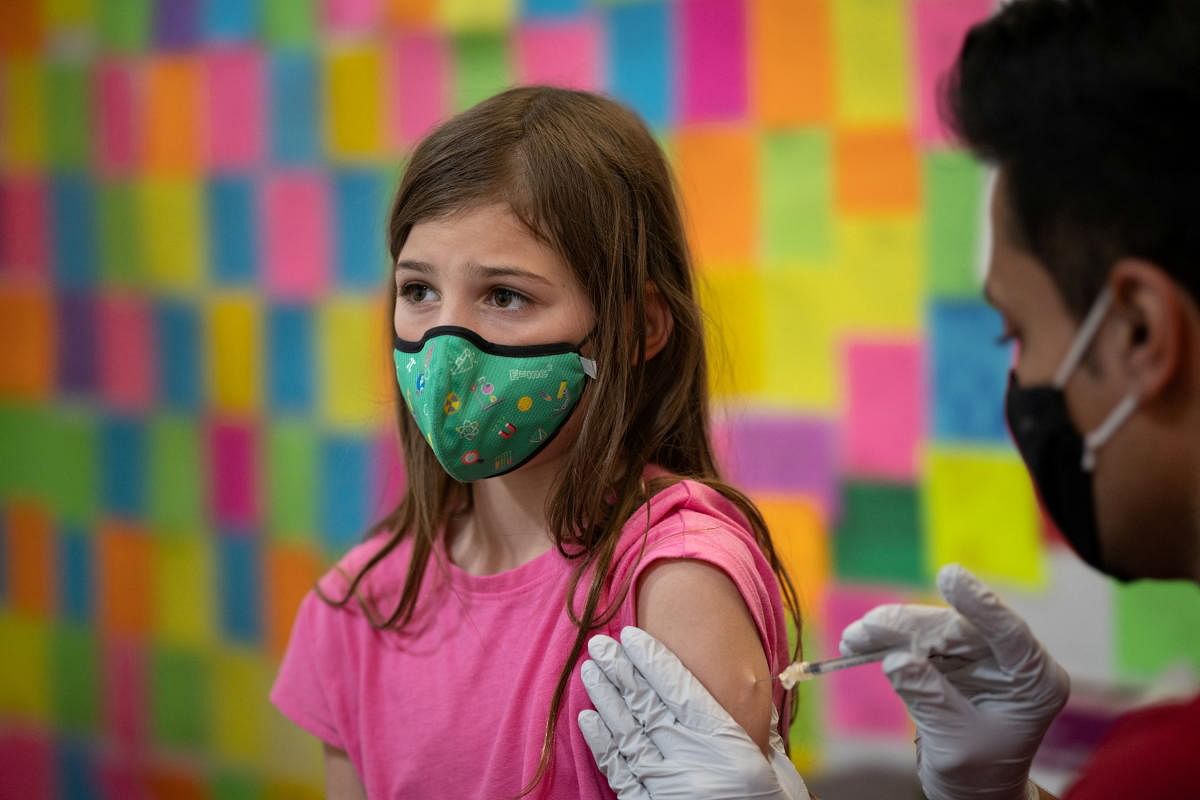 Children aged 5 to 11 receive booster vaccinations against the coronavirus disease in Schwenksville. Credit: Reuters Photo