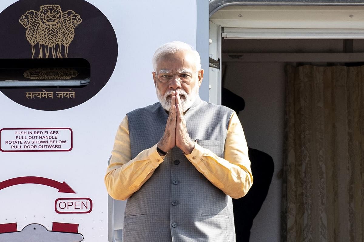 India's Prime Minister Narendra Modi arrives at Haneda airport in Tokyo for Quad Summit. Credit: AFP Photo