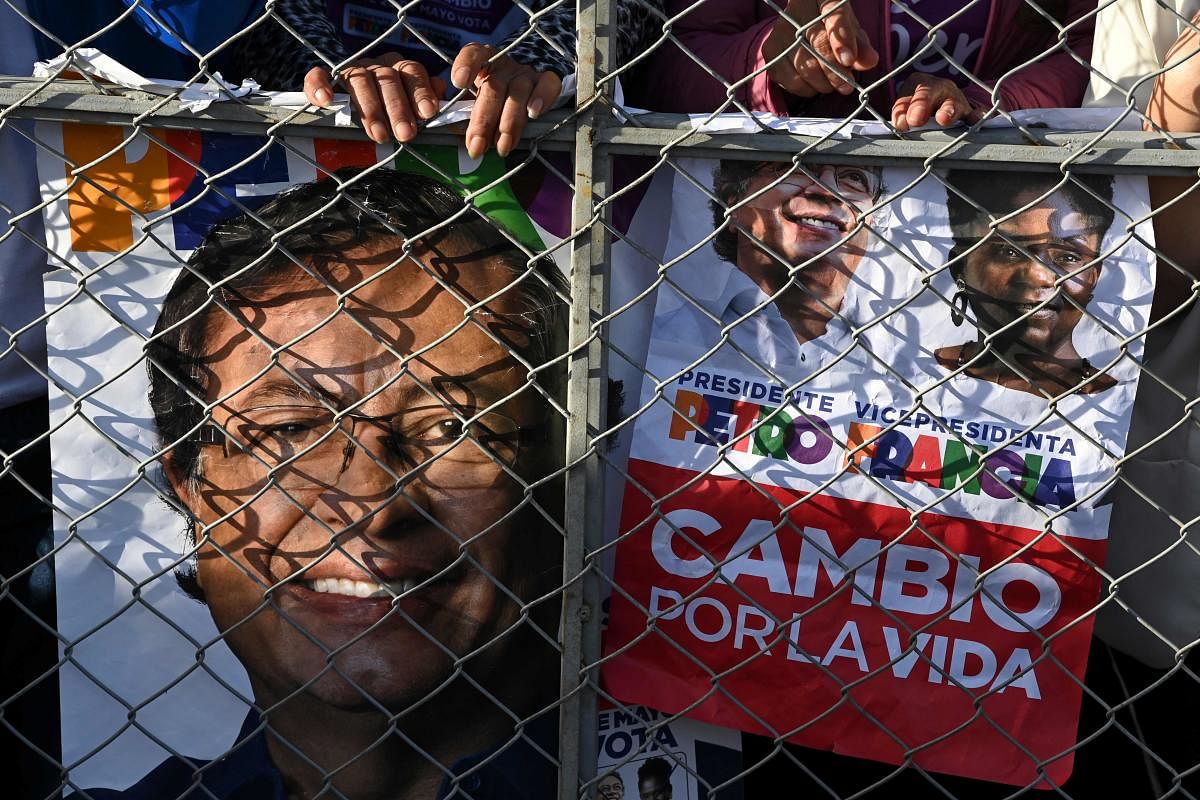Supporters of Colombian presidential left-wing candidate Gustavo Petro attend his closing campaign rally at the Bolivar square in Bogota, Colombia. Credit: AFP Photo