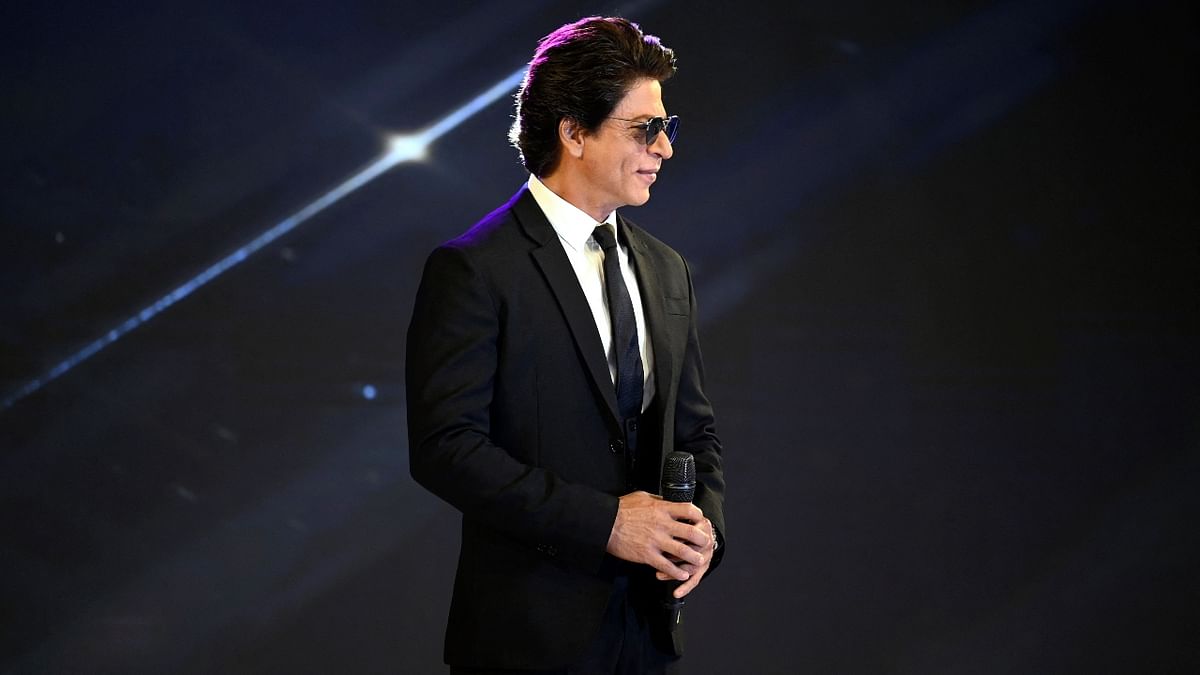 Shah Rukh Khan is all smiles during the LG event in New Delhi. Credit: AFP Photo
